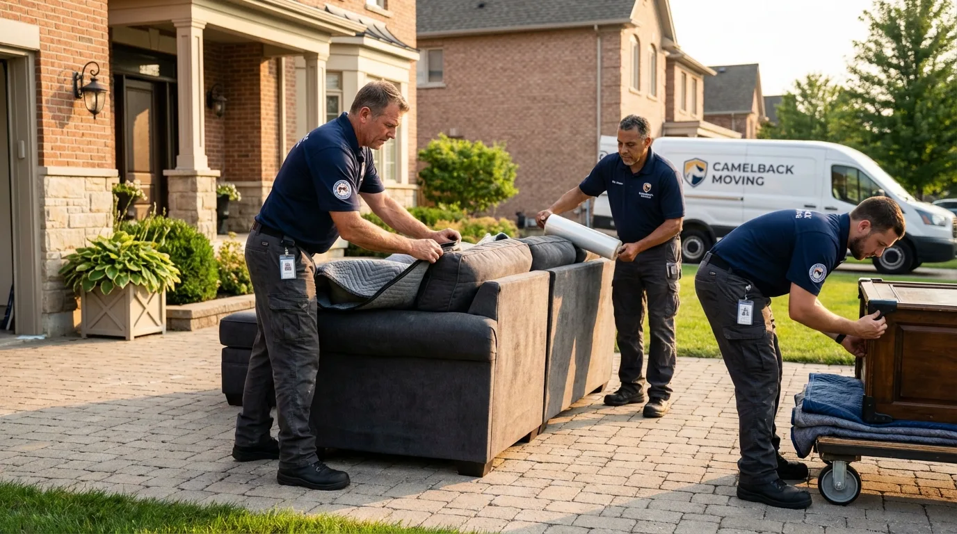 Large estate moving crew wrapping furniture in Thayer, MO